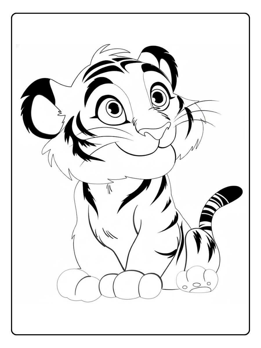 Grappige kleurplaat tijger en leeuw
