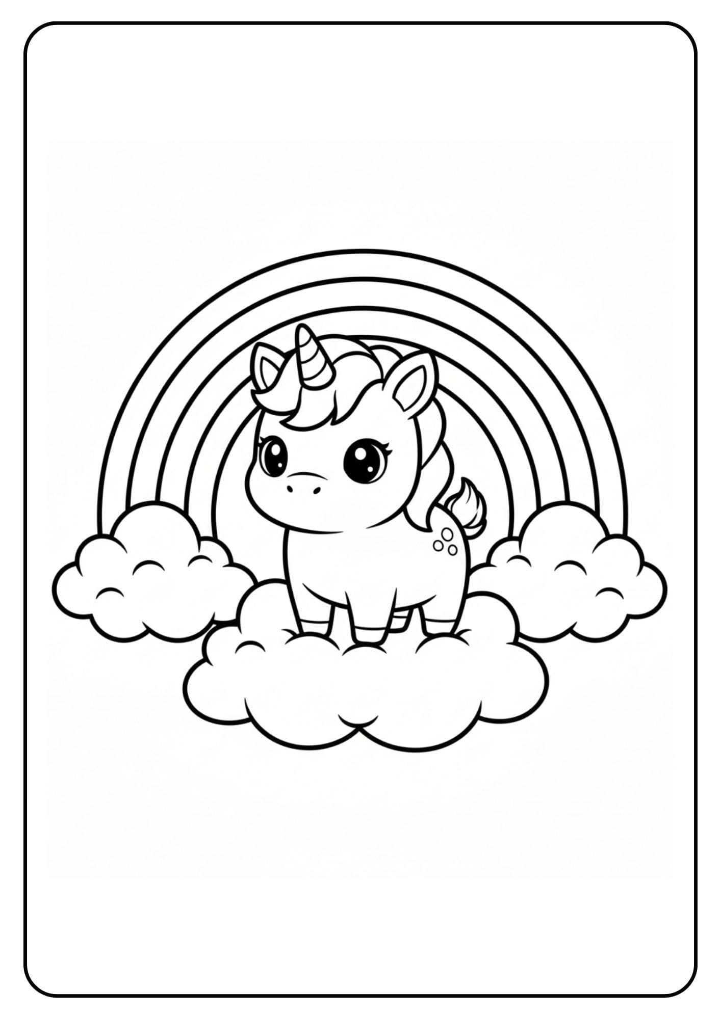 Kawaii unicorn regenboog kleurplaat