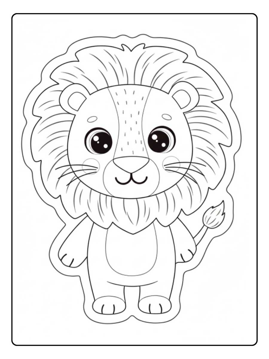 Kleine kleurplaat leeuw welp