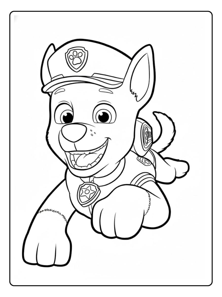 Kleunplaat paw patrol puppy in politiekostuum