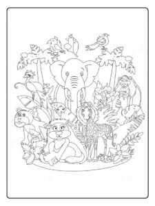 Kleurplaat Dieren Vriendinnen Vieren Feest