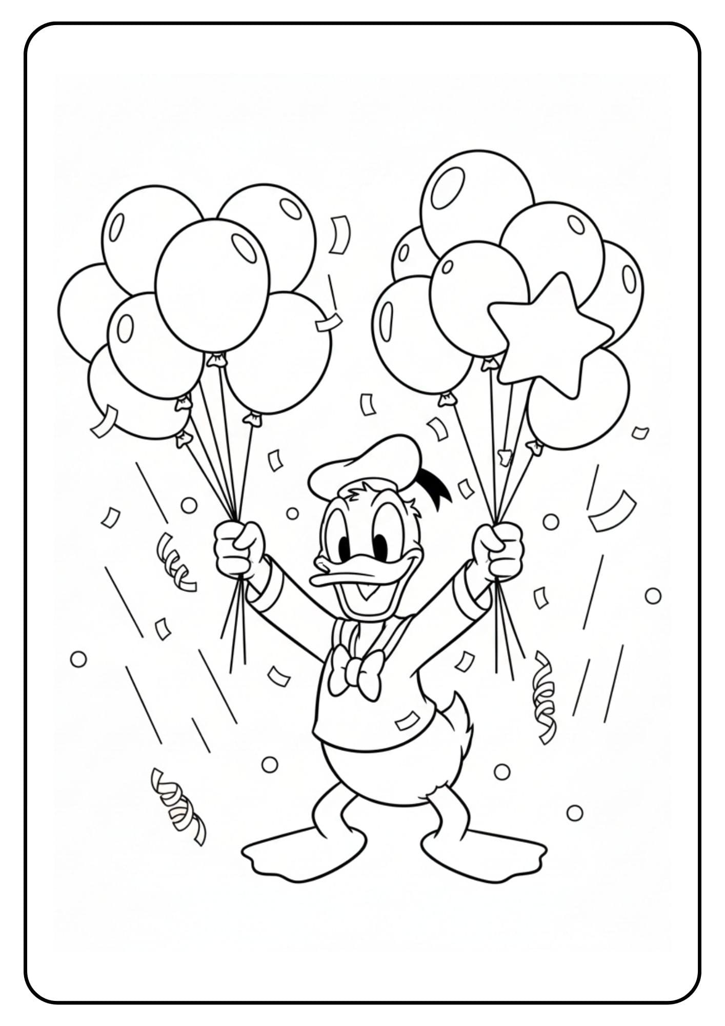 Kleurplaat Donald Duck feest