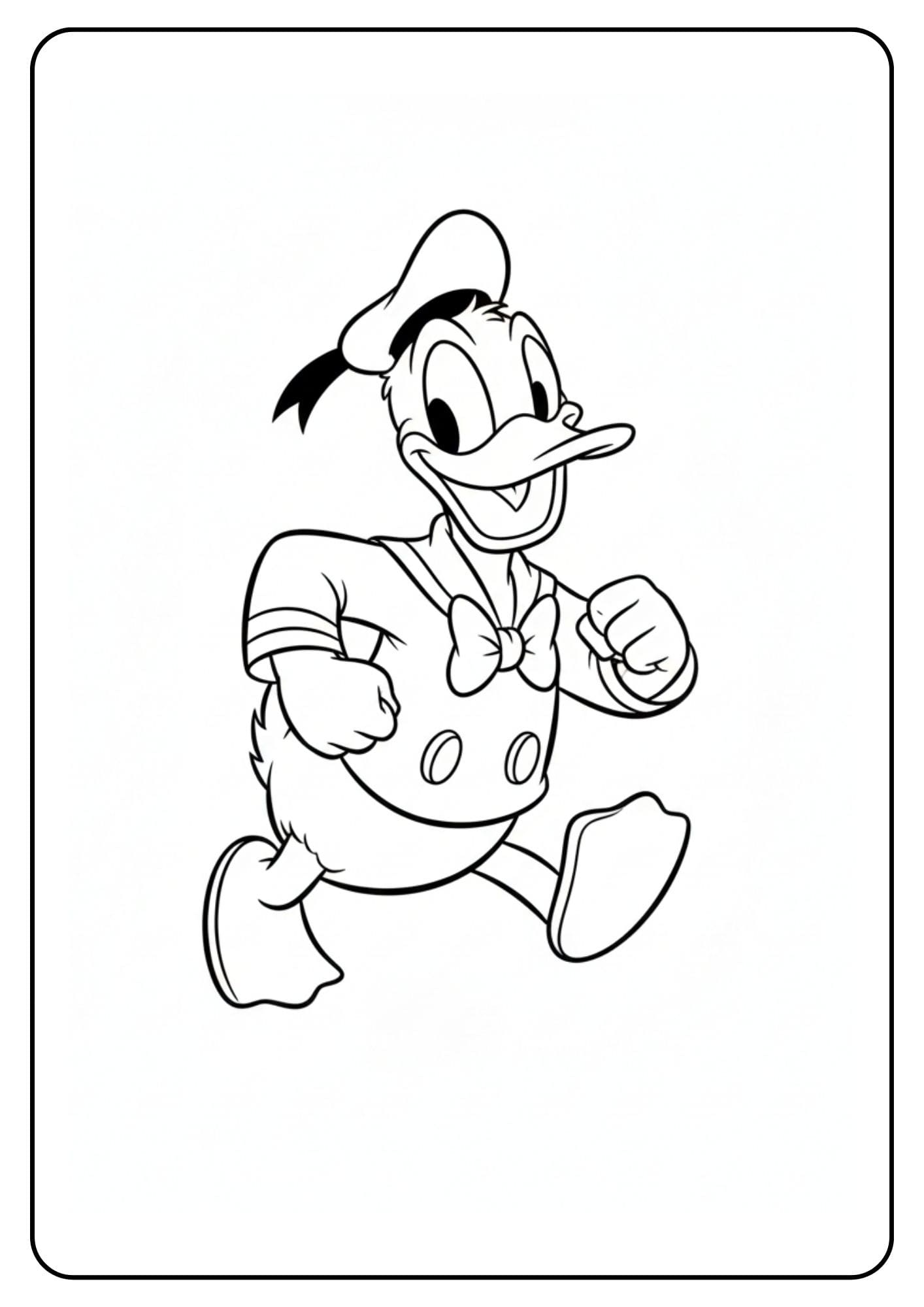 Kleurplaat Donald Duck rennen