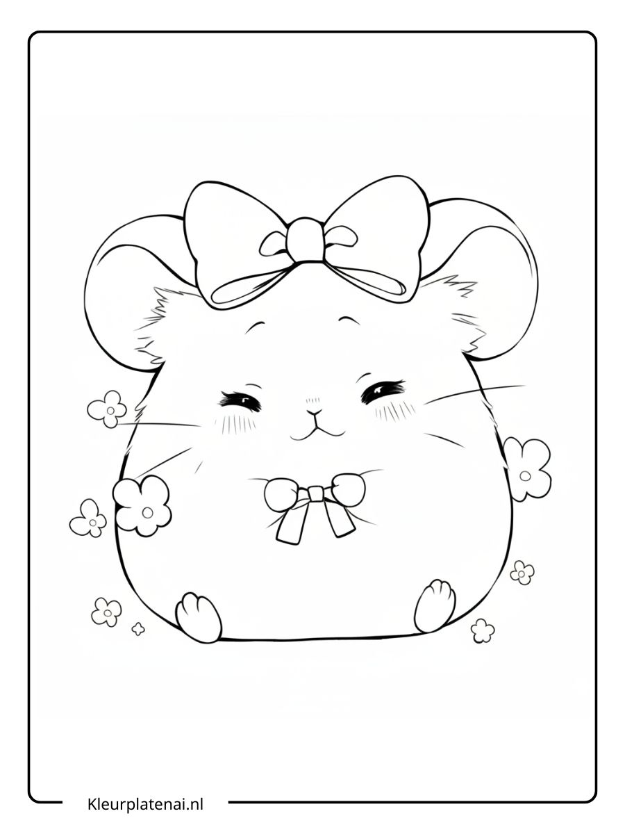 Kleurplaat Hamster Schattig (10)