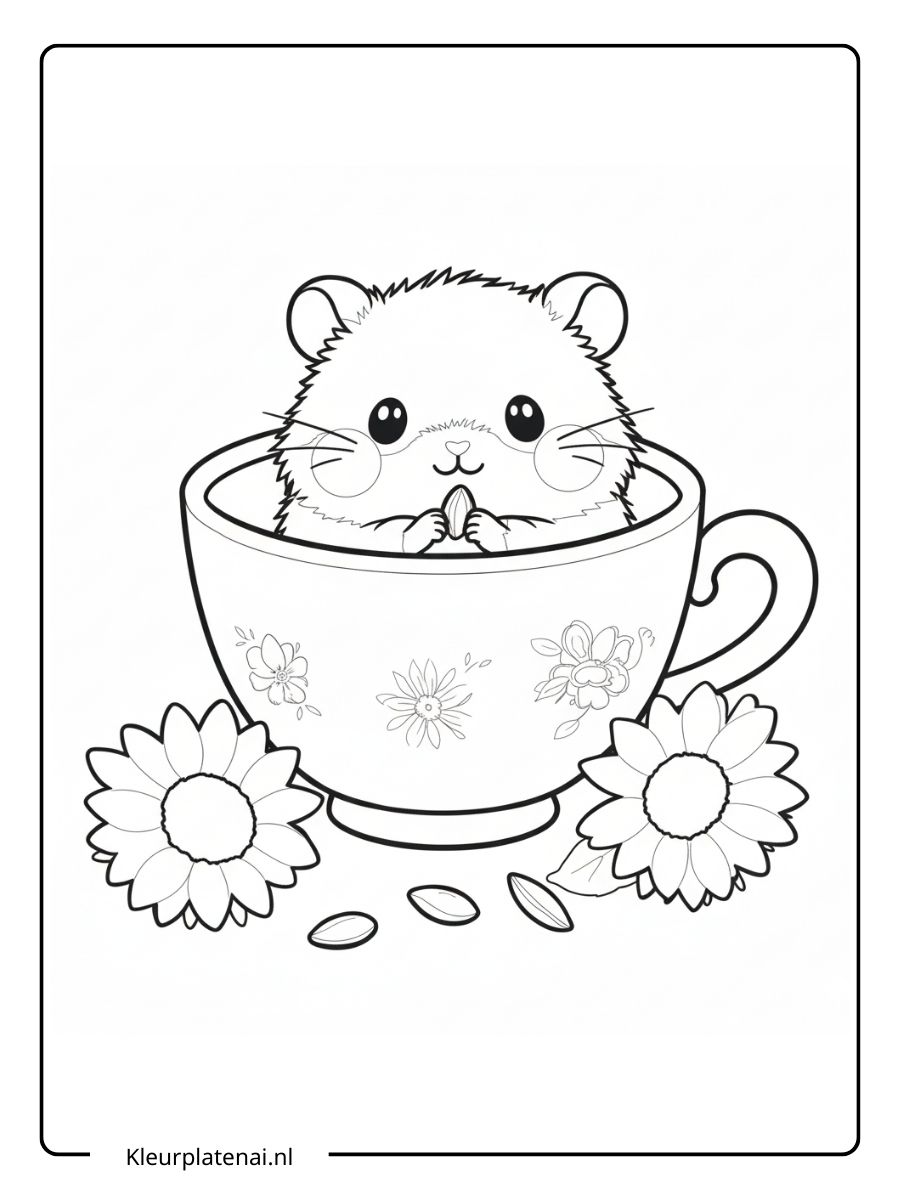 Kleurplaat Hamster Schattig (11)