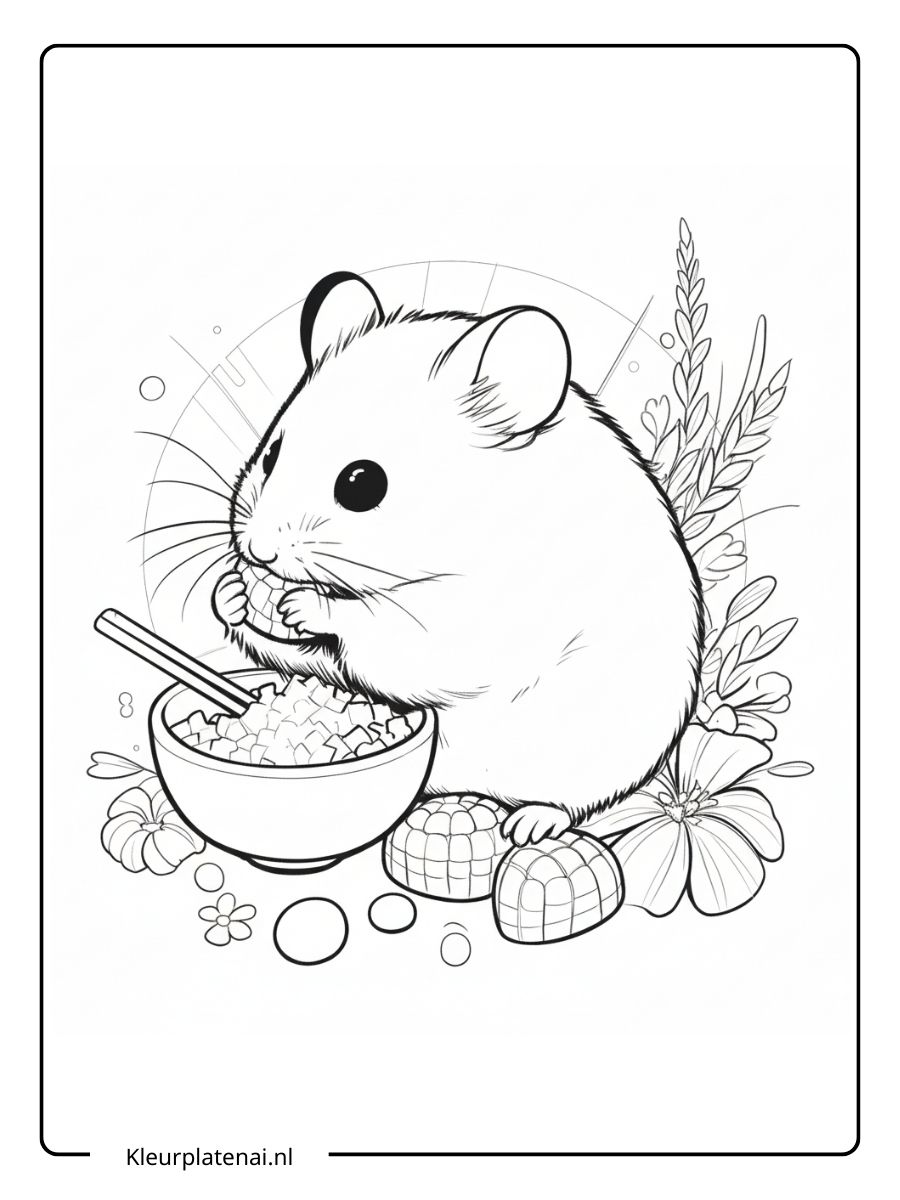 Kleurplaat Hamster Schattig (12)