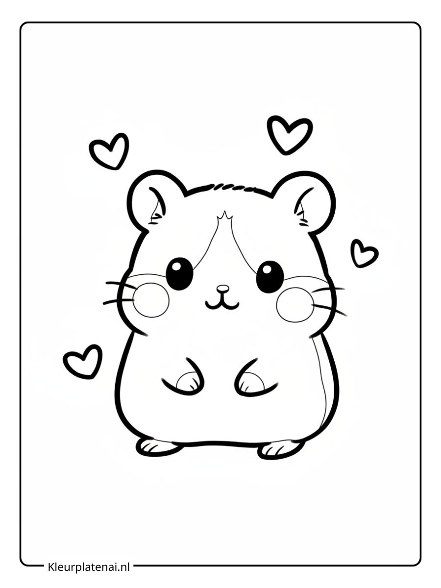 Kleurplaat Hamster Schattig (2)