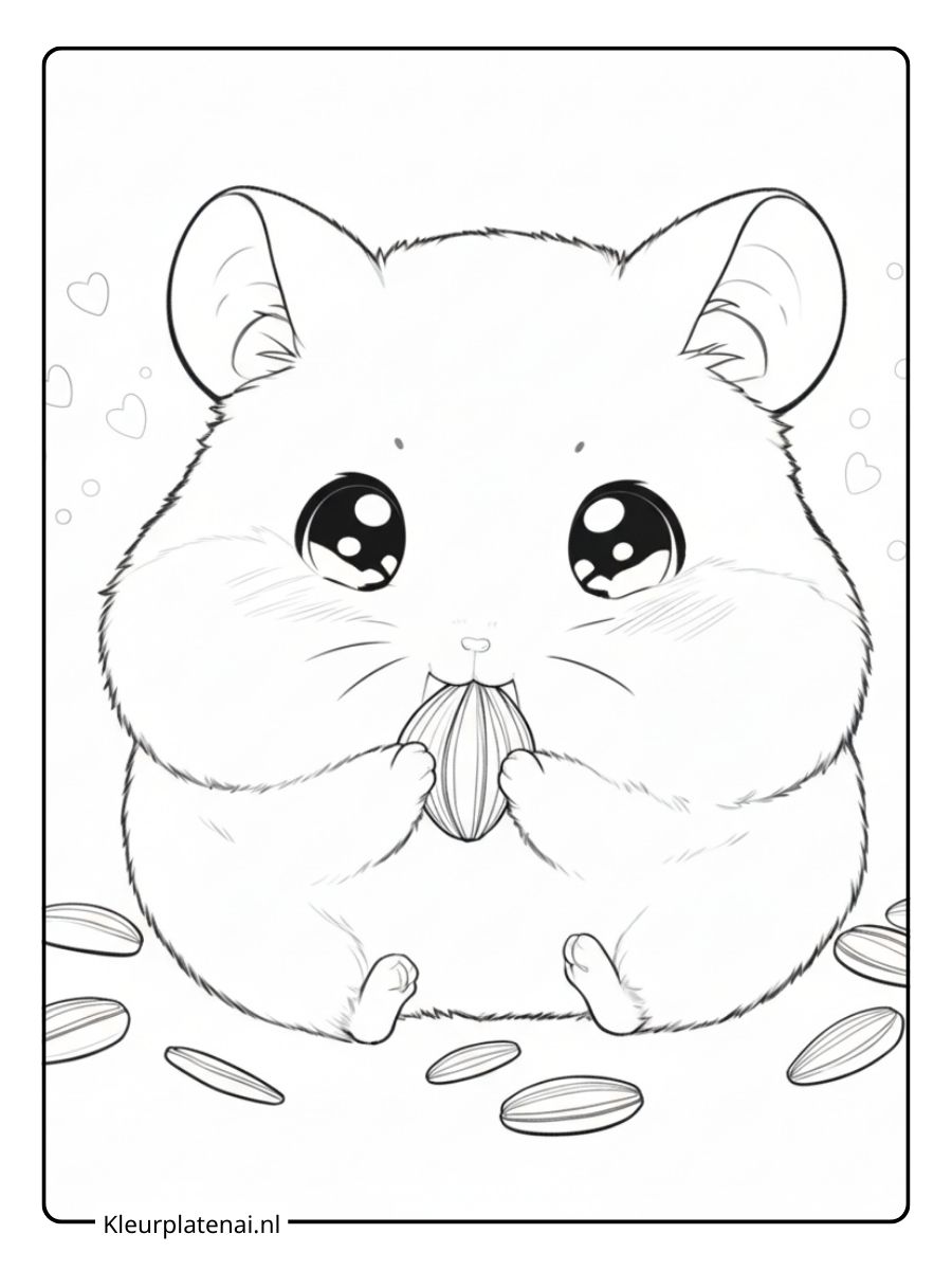 Kleurplaat Hamster Schattig (3)