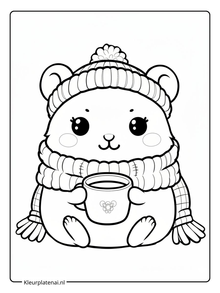 Kleurplaat Hamster Schattig (4)