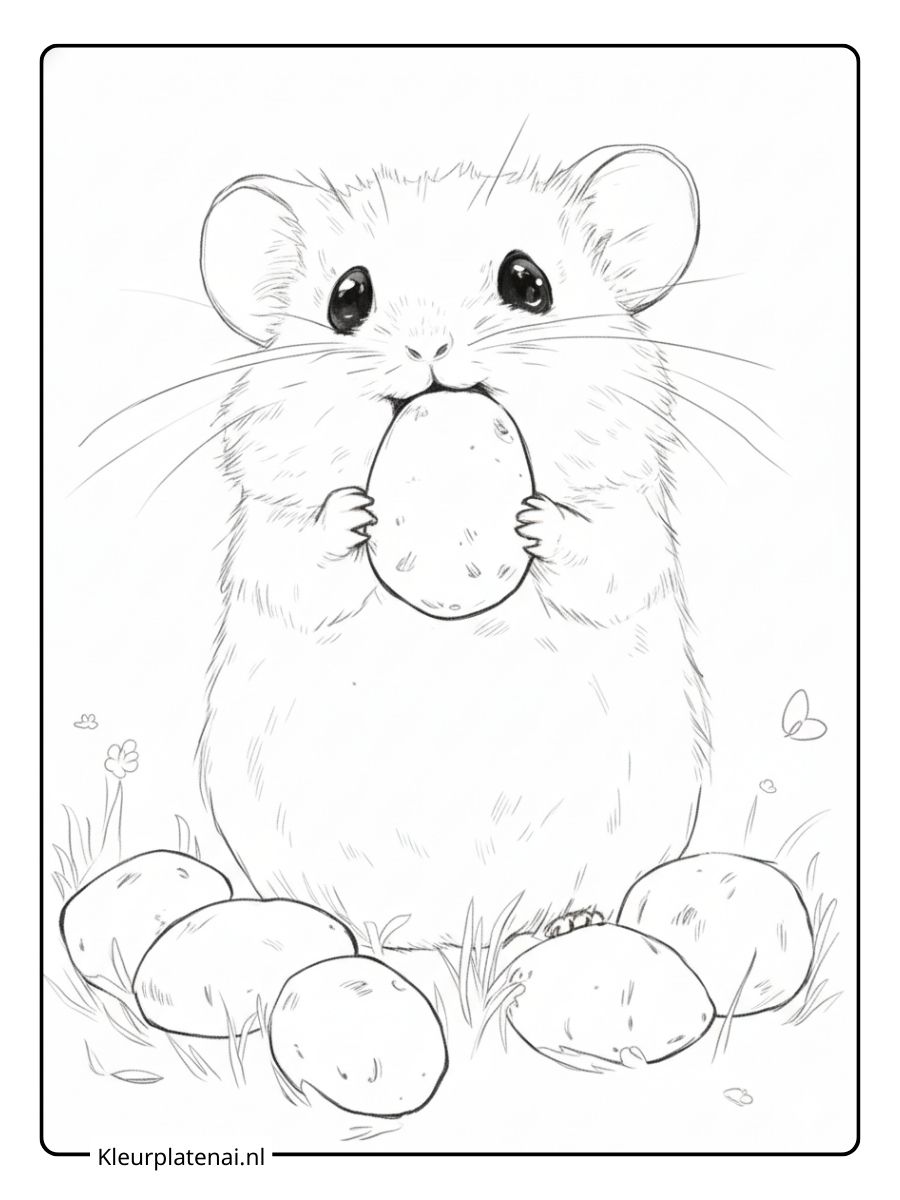 Kleurplaat Hamster Schattig (7)