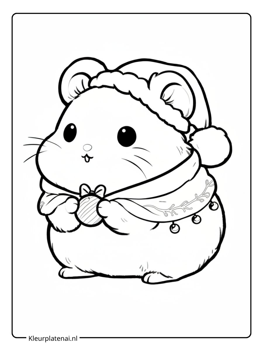Kleurplaat Hamster Schattig