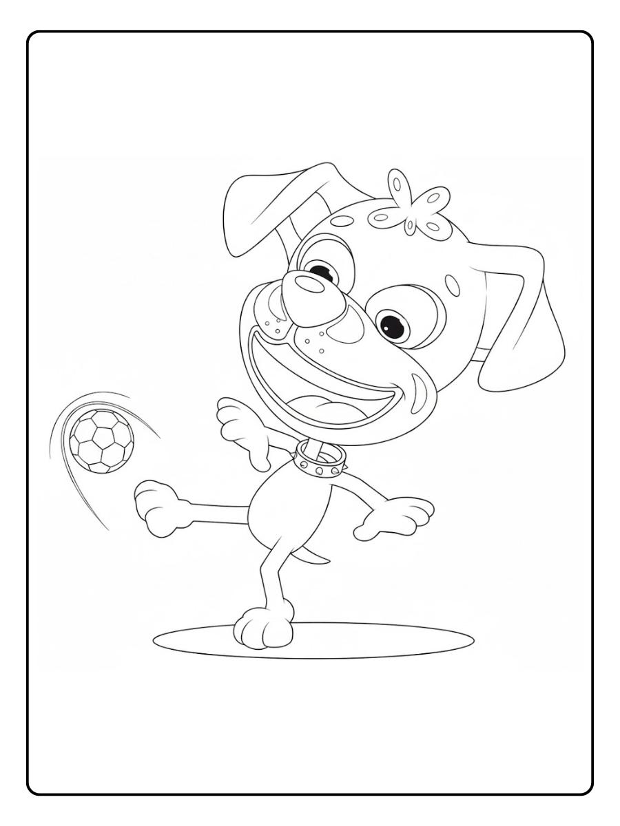 Kleurplaat Hond en zijn bal