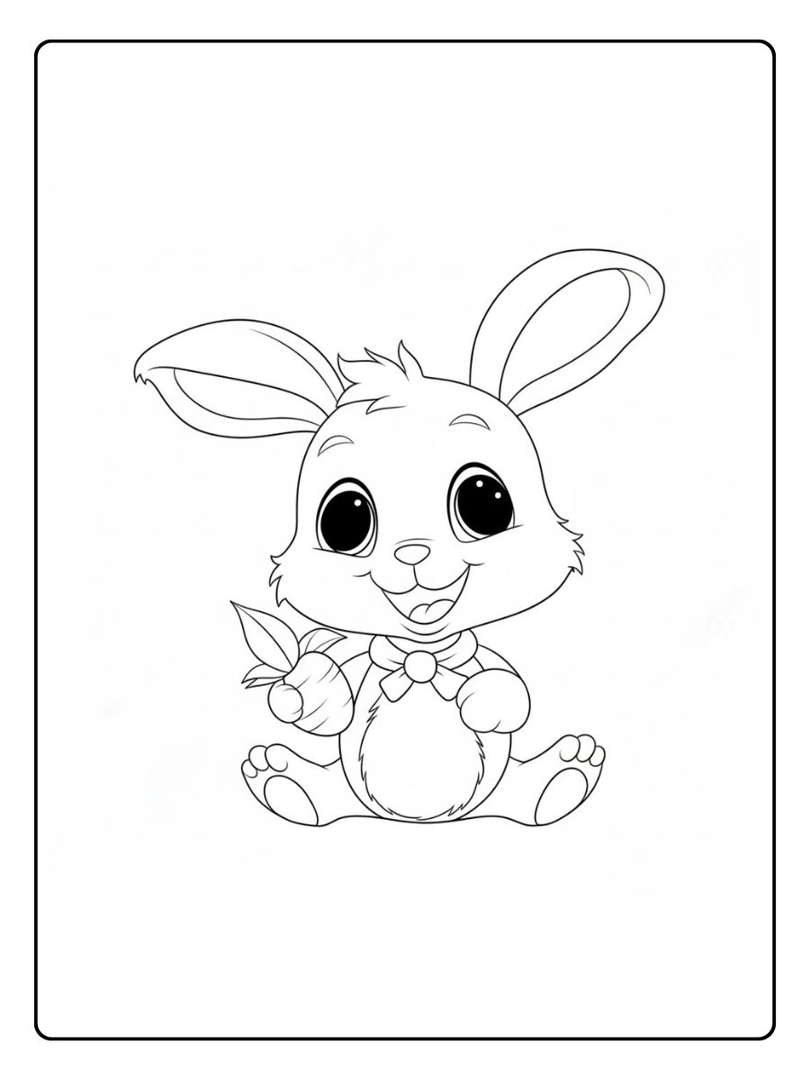 Kleurplaat Konijn in de moestuin