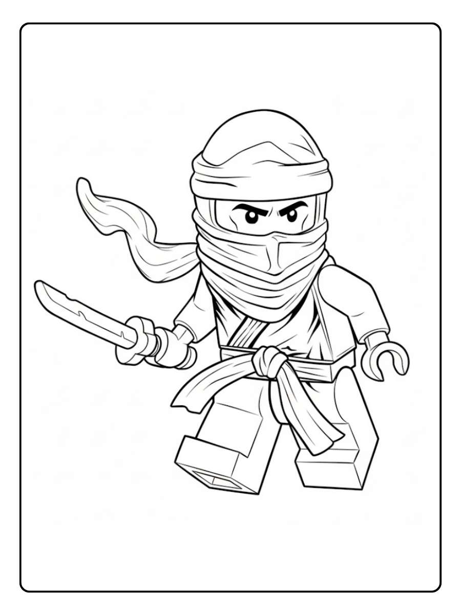 Kleurplaat Ninjago ninja figuur staand