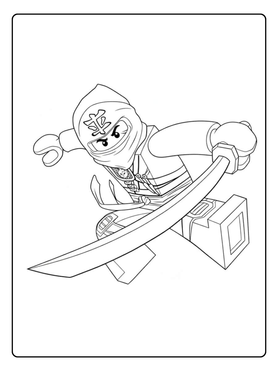 Kleurplaat Ninjago ninja in aanvalshouding