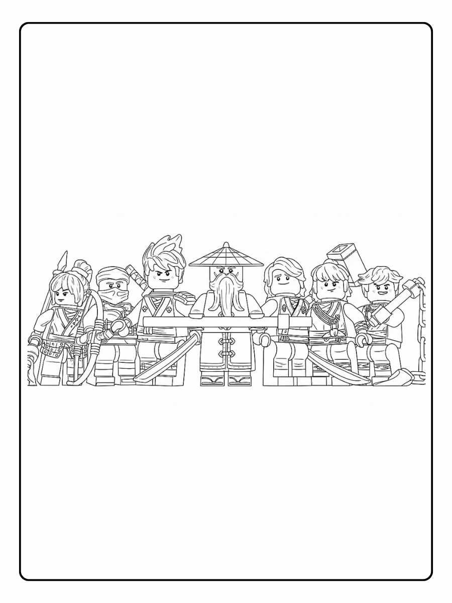 Kleurplaat Ninjago ninja met katana