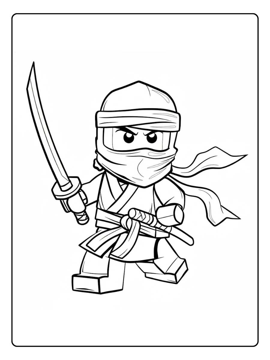 Kleurplaat Ninjago springende ninja