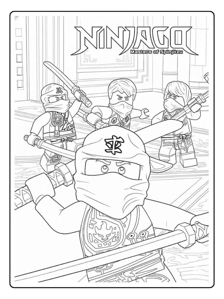 Kleurplaat Ninjago team ninja’s samen