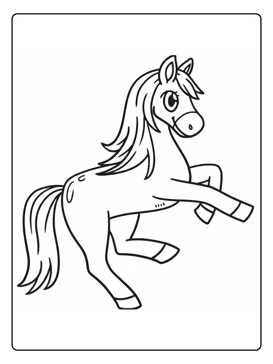 Kleurplaat Paard in de wei