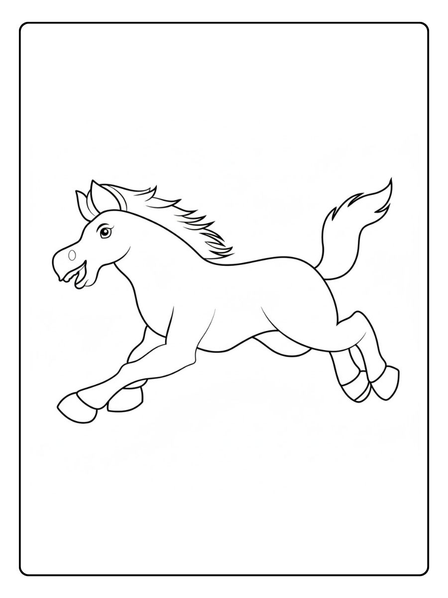 Kleurplaat Paard met een vrolijke manen