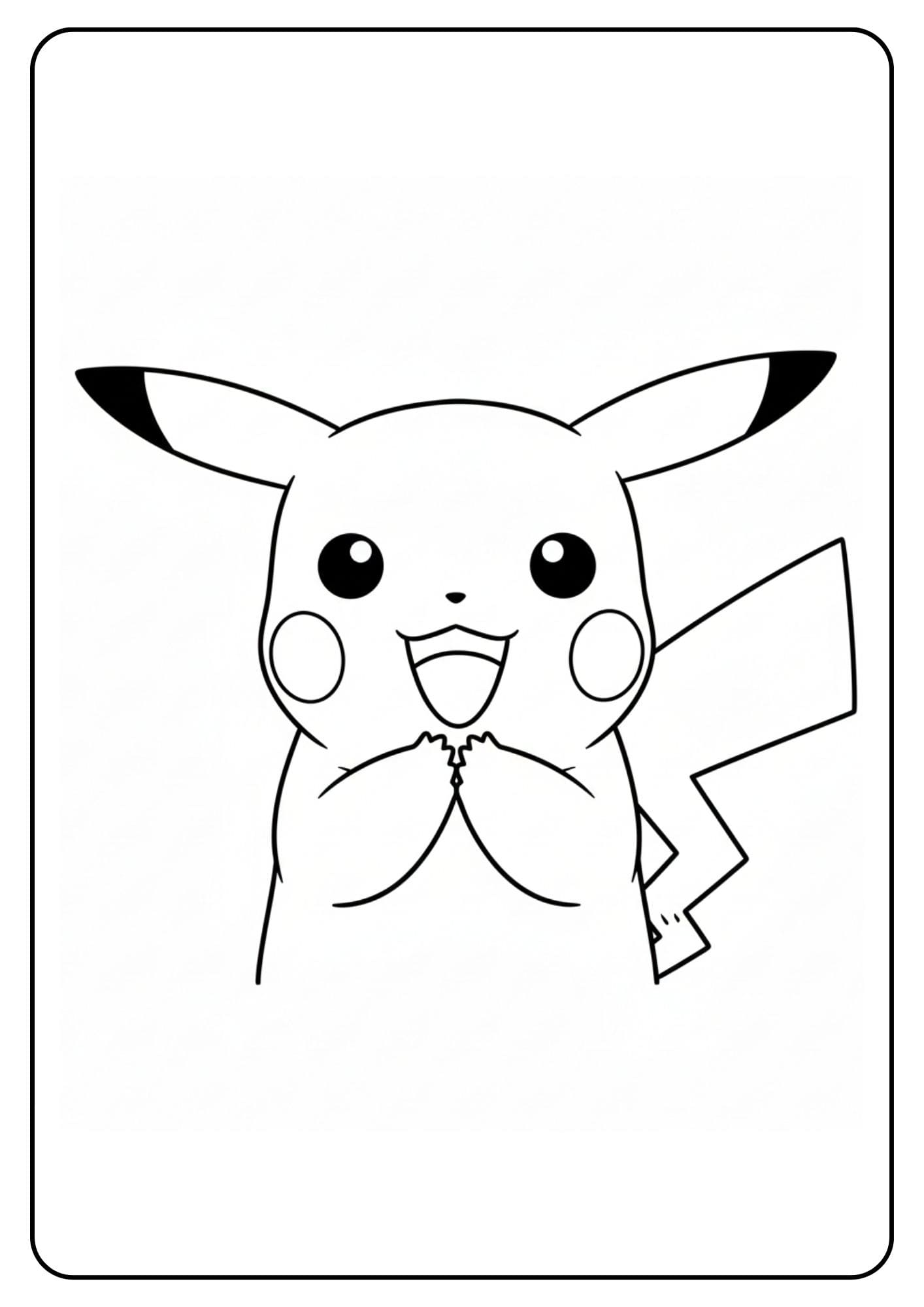 Kleurplaat Pikachu blij klappend