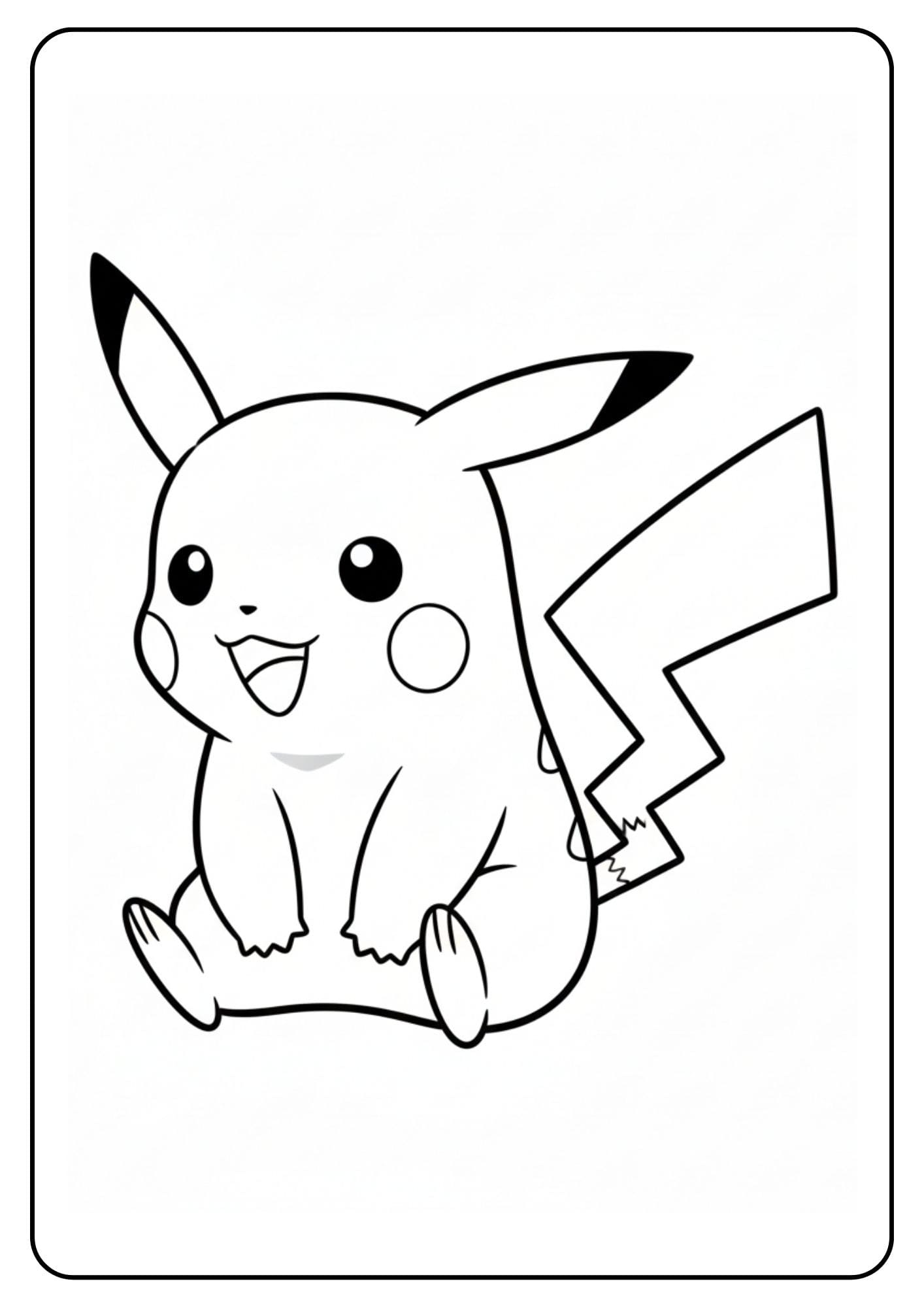 Kleurplaat Pikachu kijkt opzij