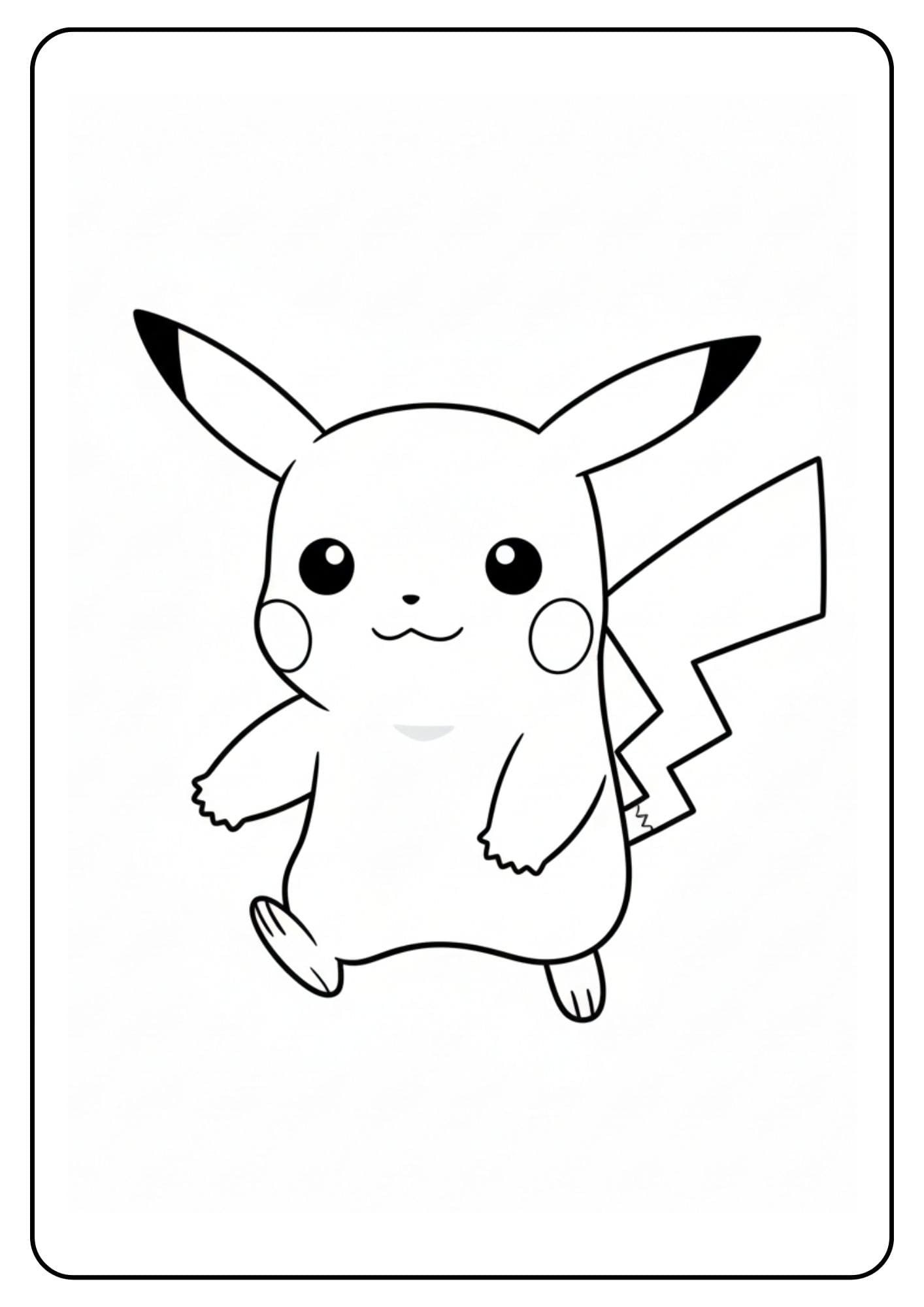 Kleurplaat Pikachu lopend simpel