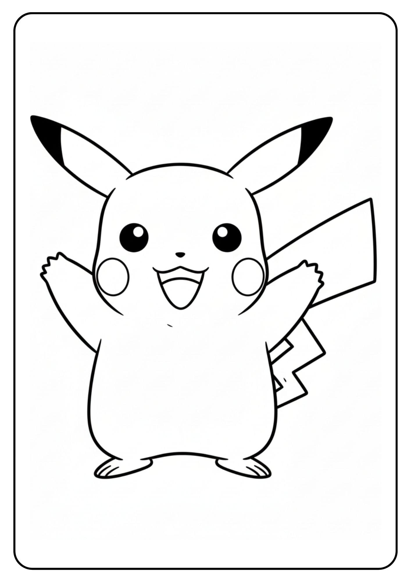 Kleurplaat Pikachu zwaait vrolijk