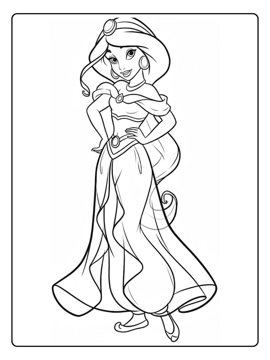 Kleurplaat Prinses Jasmine met Kroon