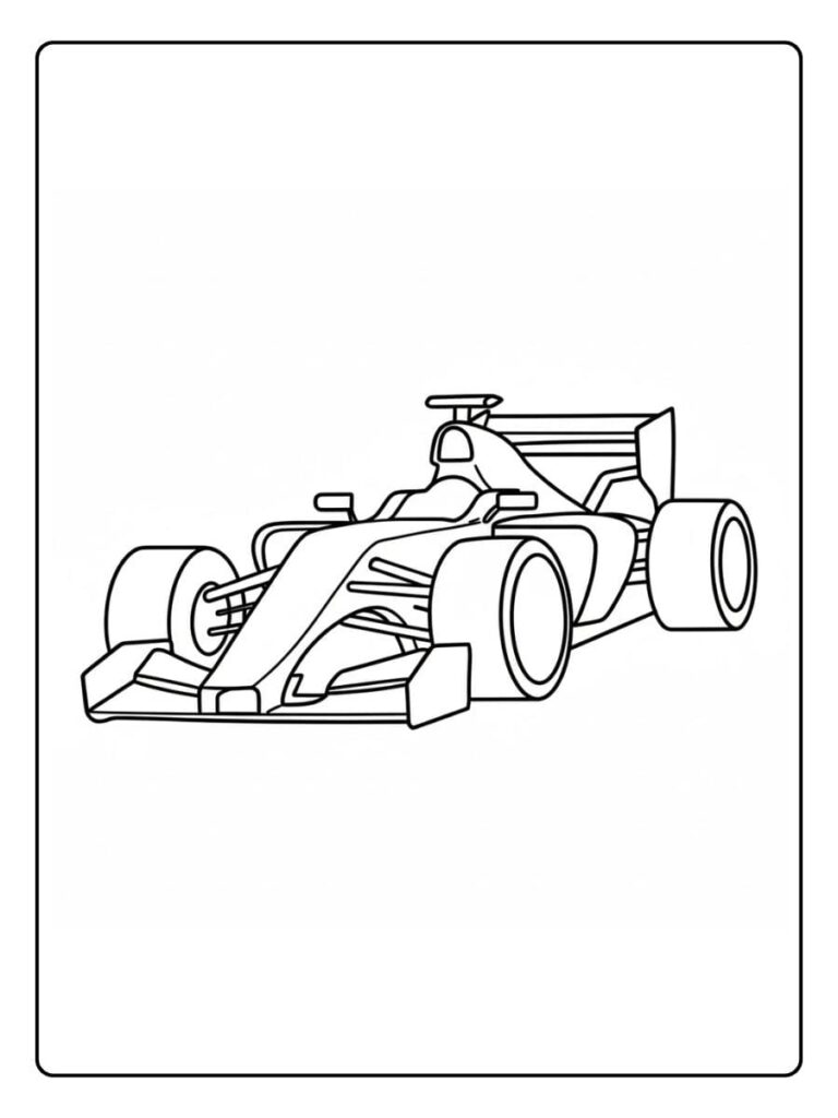 Kleurplaat Raceauto Formule 1 Simpel Lijntekening
