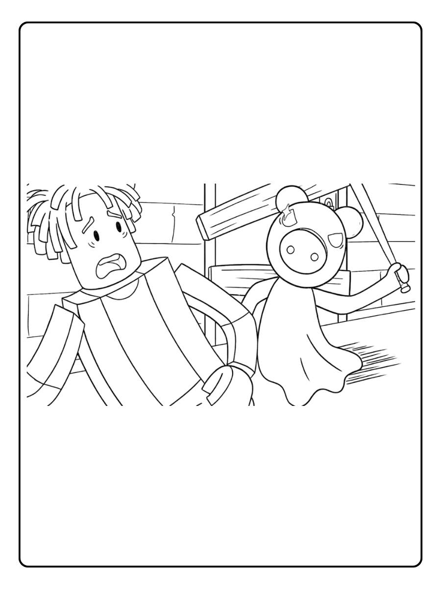 Kleurplaat Roblox Gevecht tussen Roblox personages