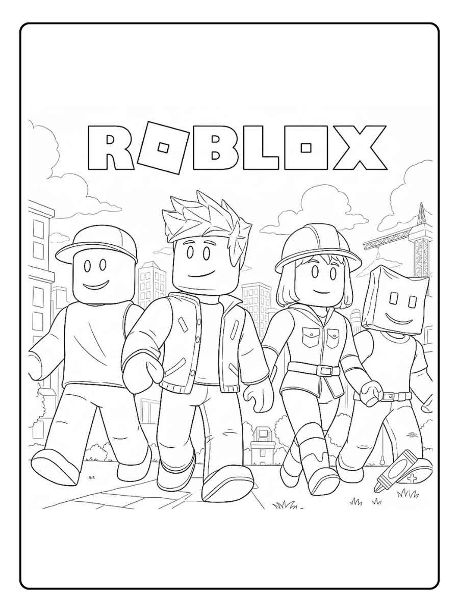 Kleurplaat Roblox Groep Roblox personages