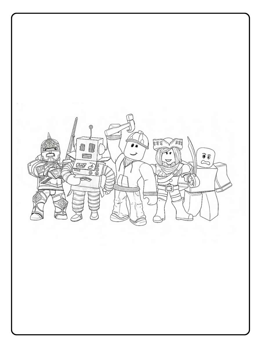 Kleurplaat Roblox Groep avontuurlijke personages