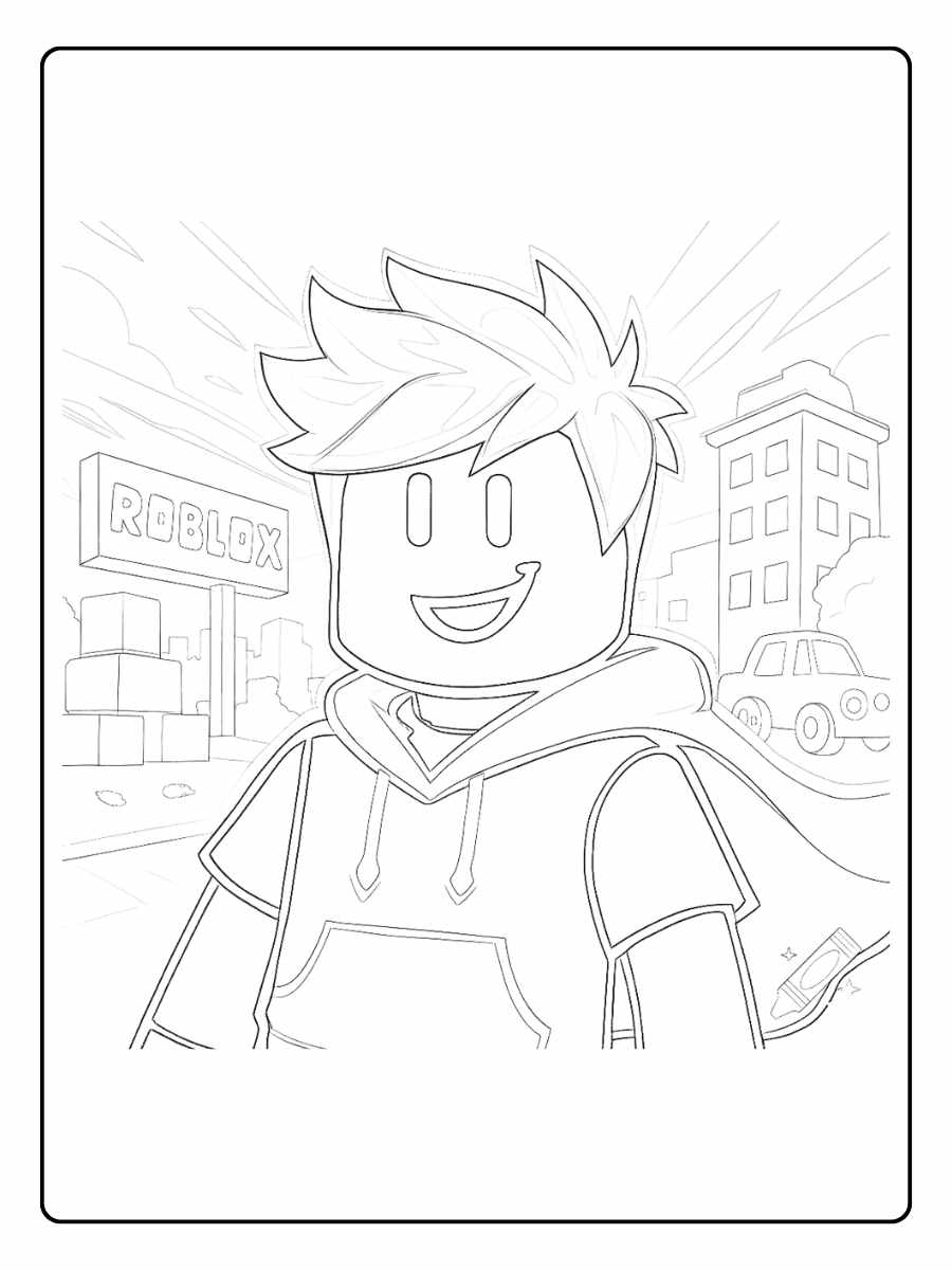 Kleurplaat Roblox Jongenspersonage in de stad