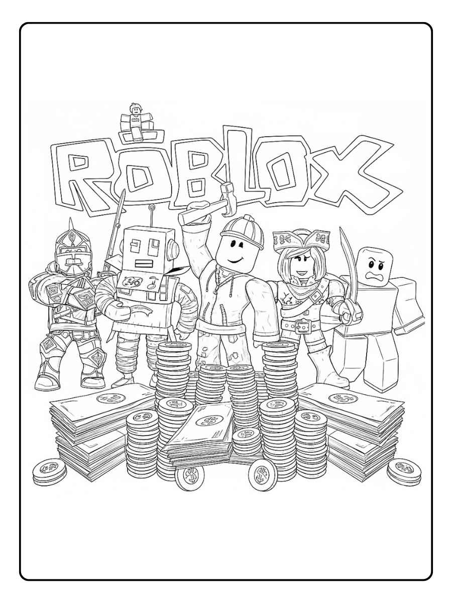 Kleurplaat Roblox Team van Roblox avatars