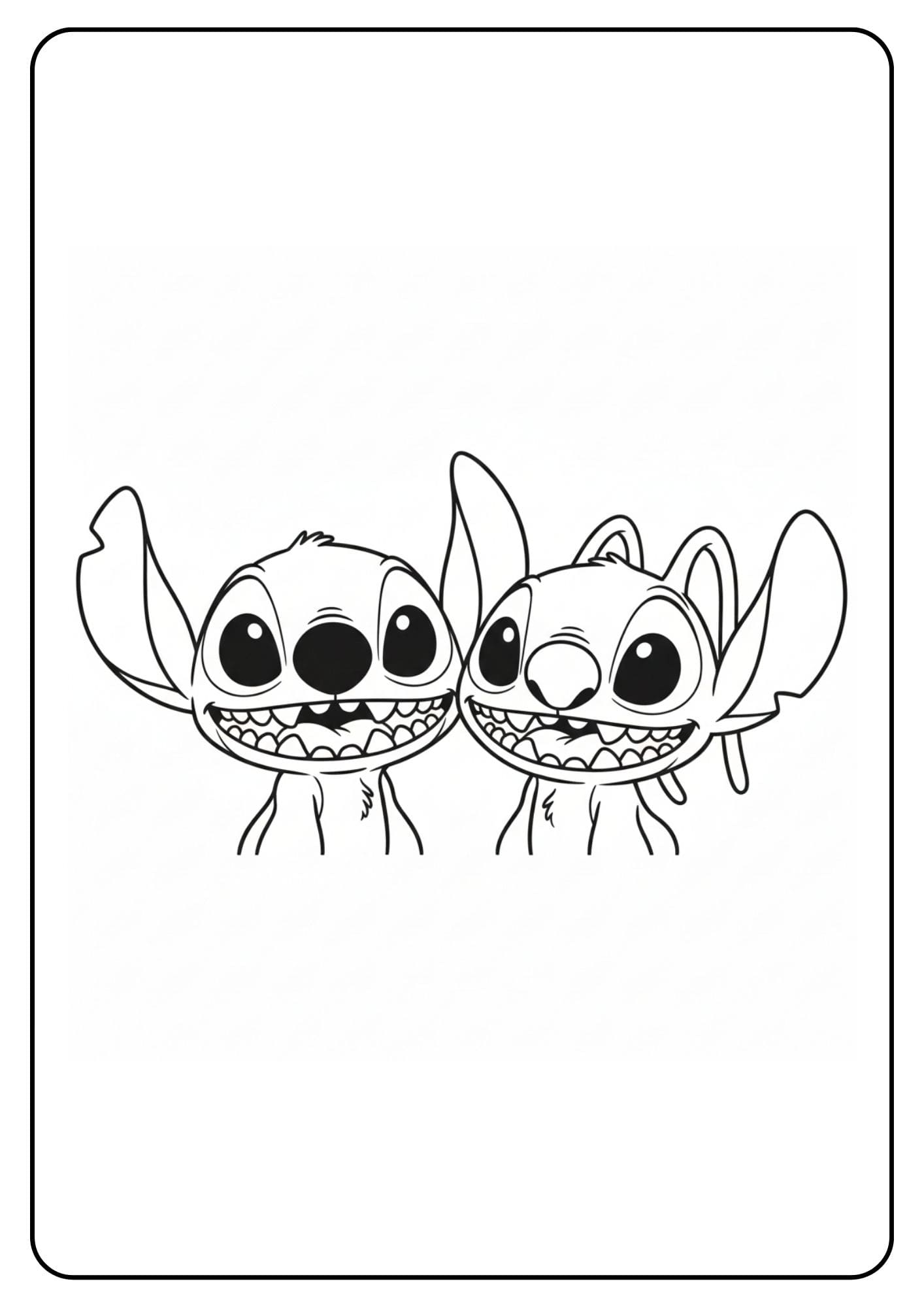 Kleurplaat Stitch en Angel Glimlach