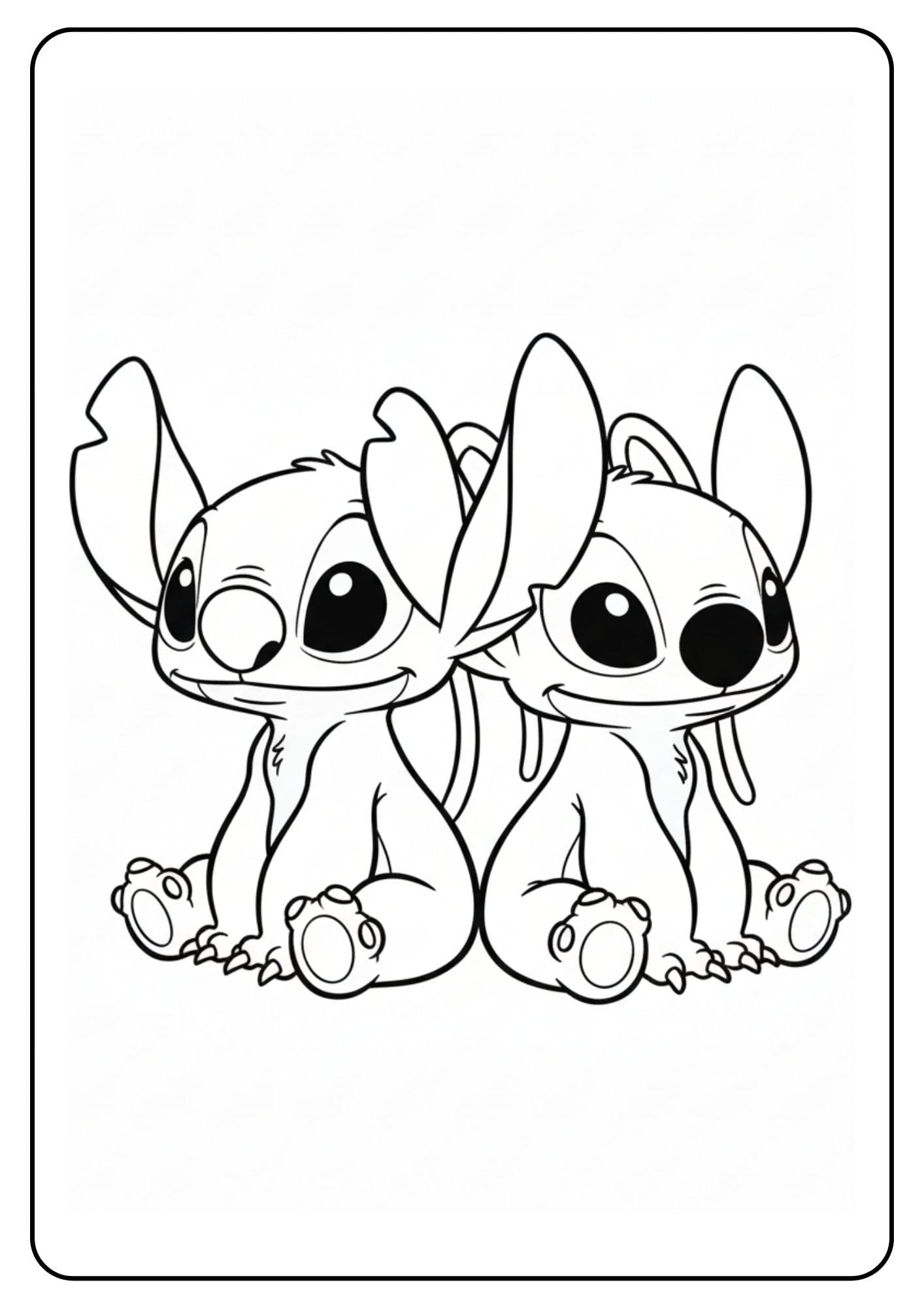 Kleurplaat Stitch en Angel Rug aan Rug