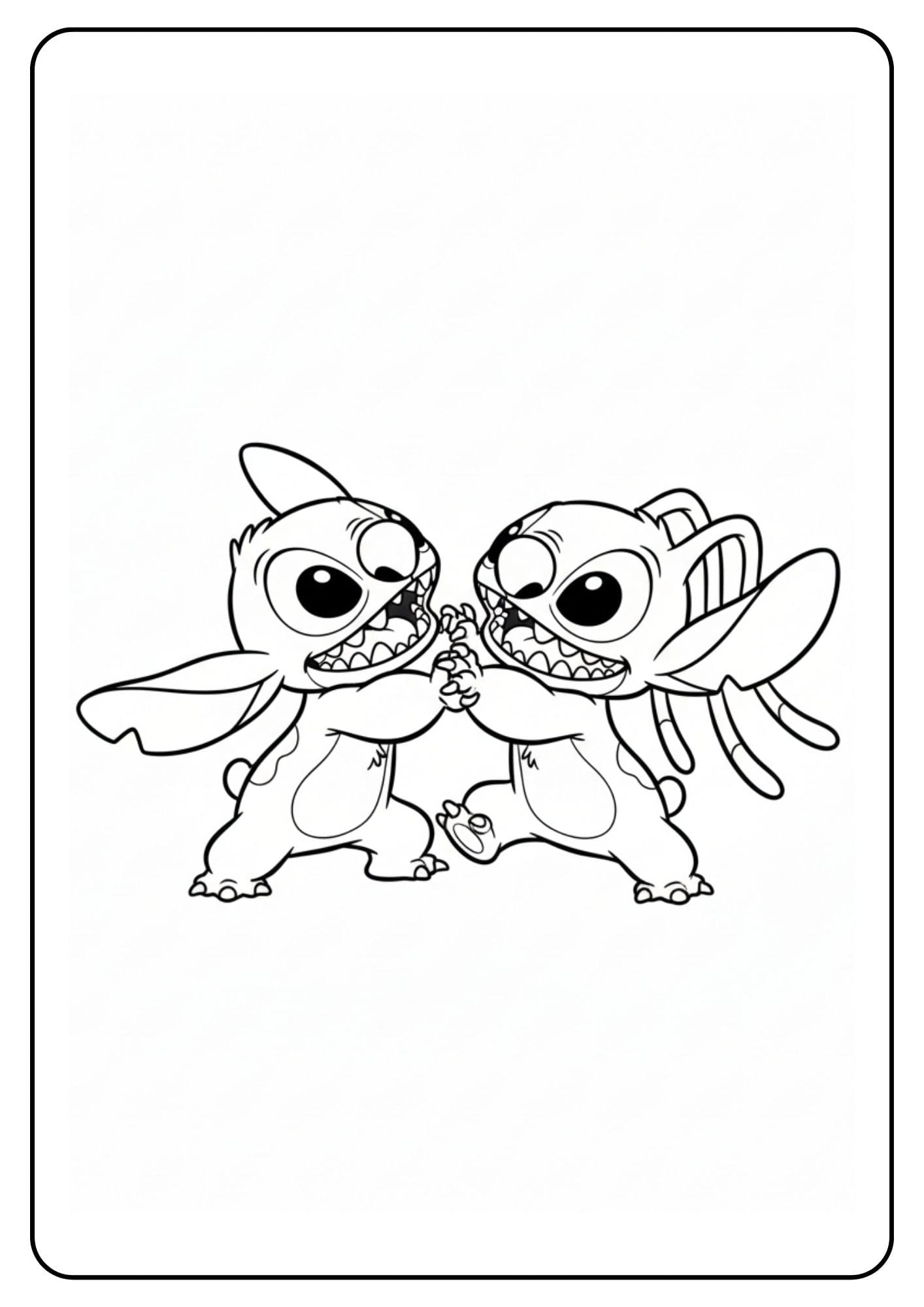 Kleurplaat Stitch en Angel Strand