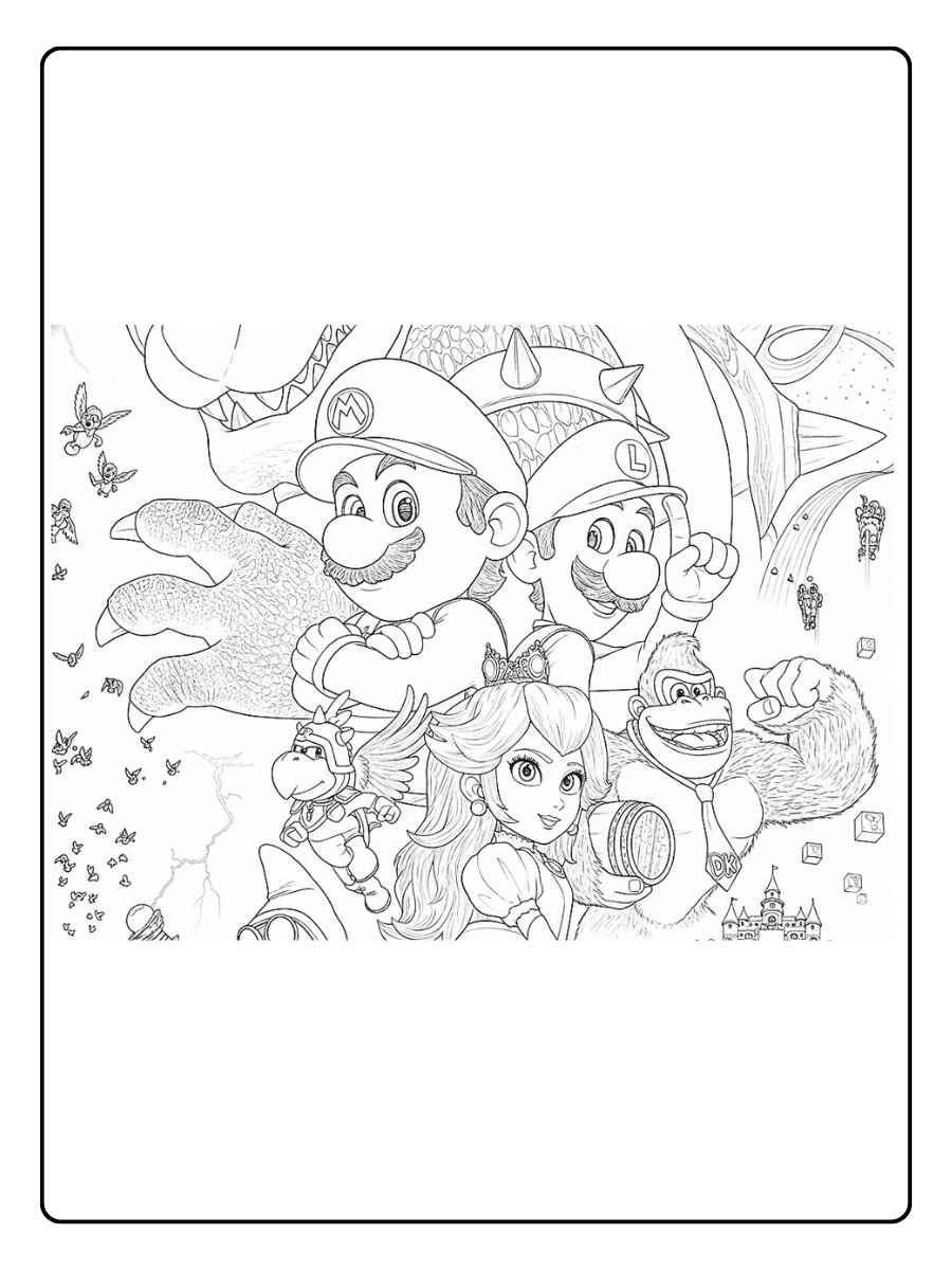 Kleurplaat Super Mario avonturenwereld