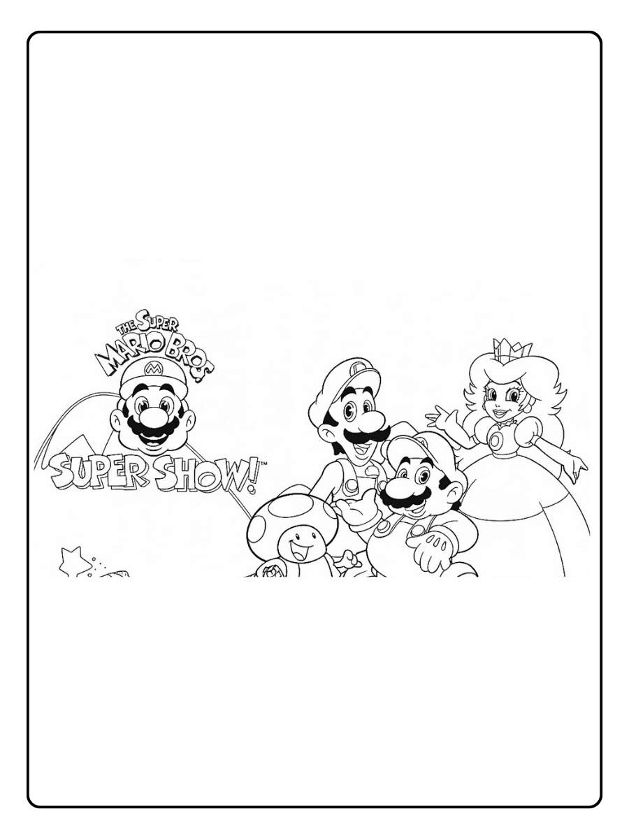 Kleurplaat Super Mario helden samen