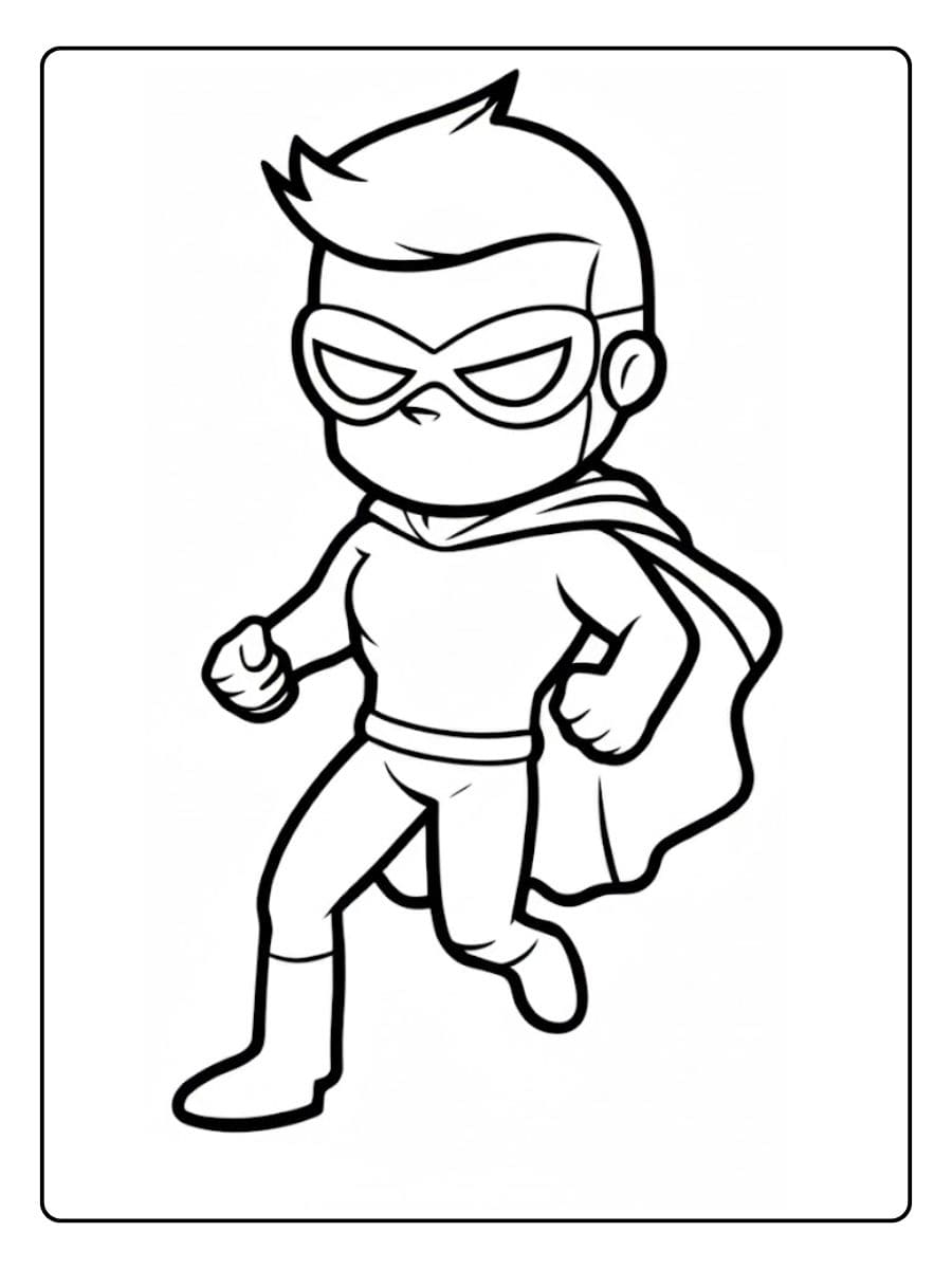 Kleurplaat Superheld Klaar voor Actie