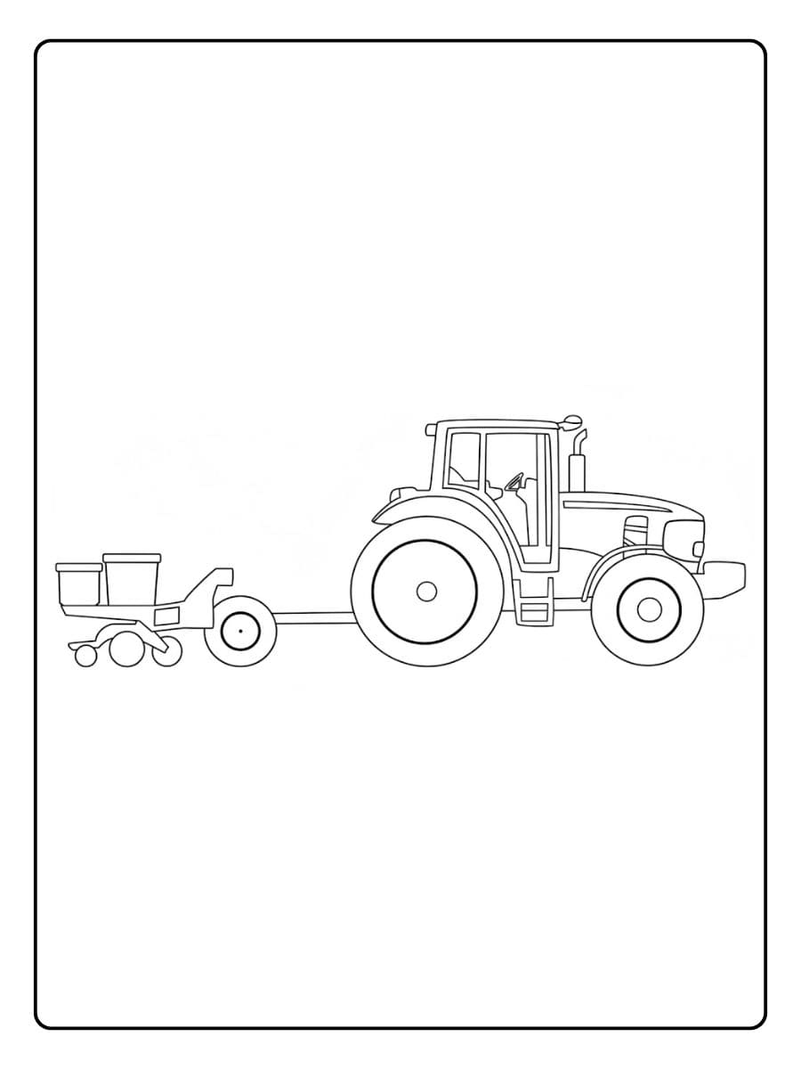 Kleurplaat Trekker en Landbouwmachine