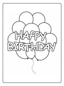 Kleurplaat Verjaardag Ballonnen Eenvoudig