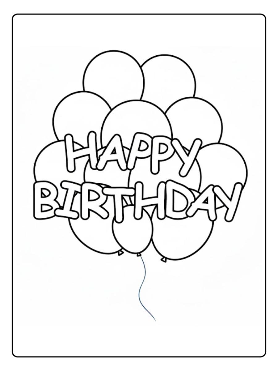 Kleurplaat Verjaardag Ballonnen Eenvoudig