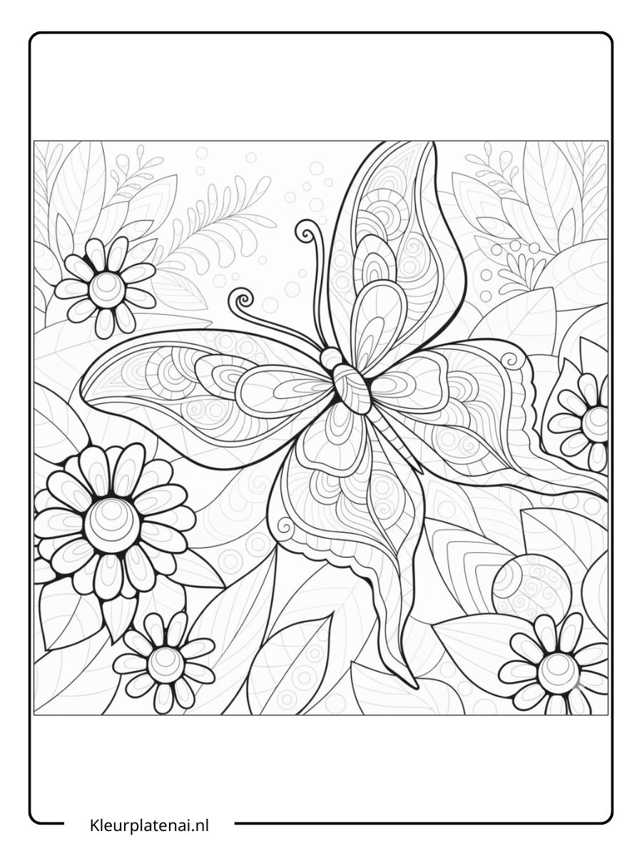 Kleurplaat Vlinder (7)