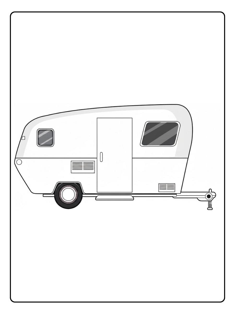 Kleurplaat Voertuigen Eenvoudige caravan
