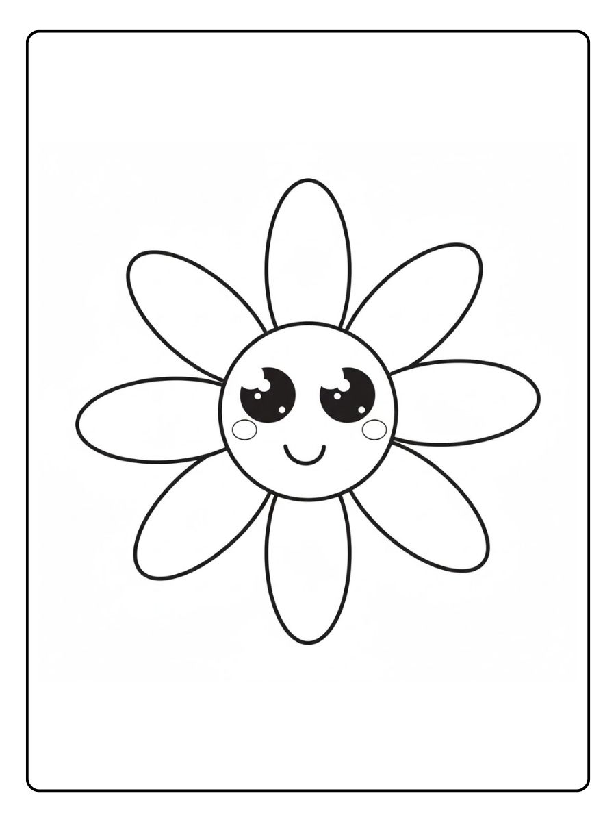 Kleurplaat bloemen lachende bloem met gezicht