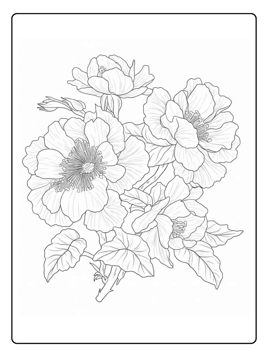 Kleurplaat bloemen volwassenen Hibiscusbloemen