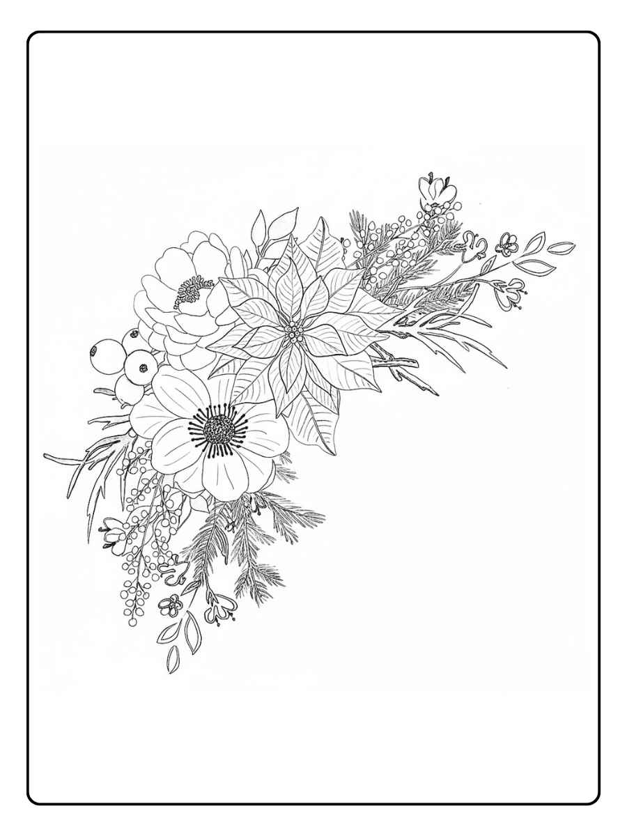 Kleurplaat bloemen volwassenen Wilde bloemen en bladeren