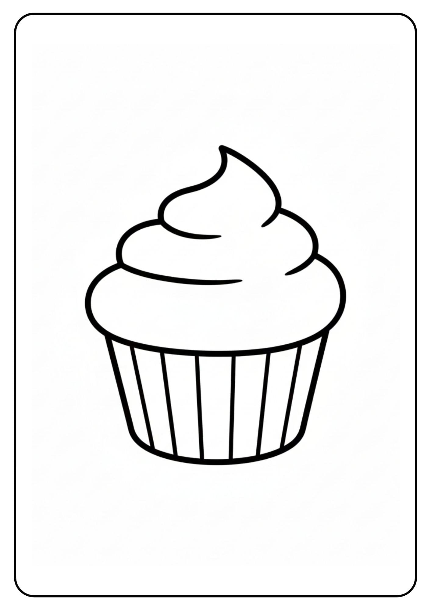 Kleurplaat cupcake schattig eenvoudig